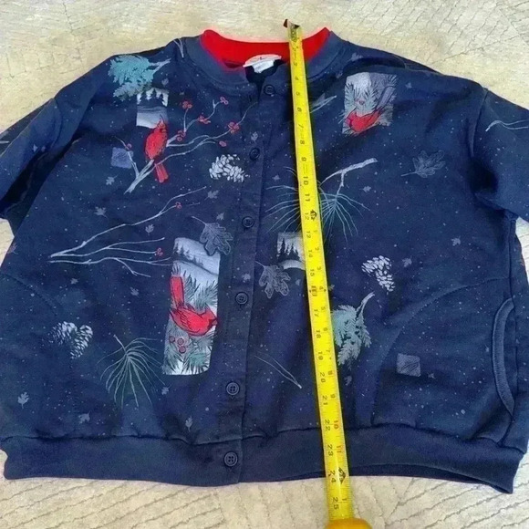 Vintage cardigan with red cardinals.  Artisans brand - Picture 3 of 6